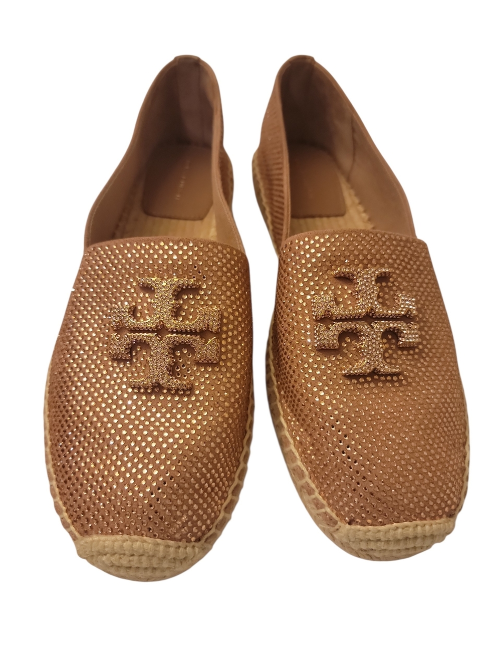 Tory Burch Metallic Pink Everly Espadrille Slip-Ons with Logo